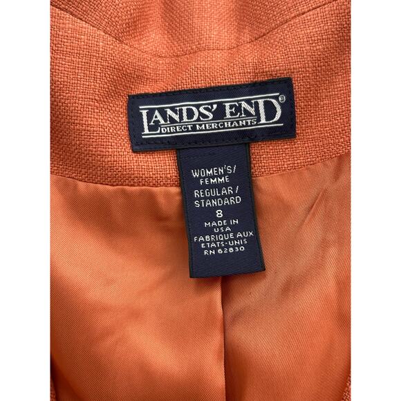 Vintage Lands' End Orange Blazer Two Button Lined Women's 8 - Picture 8 of 8